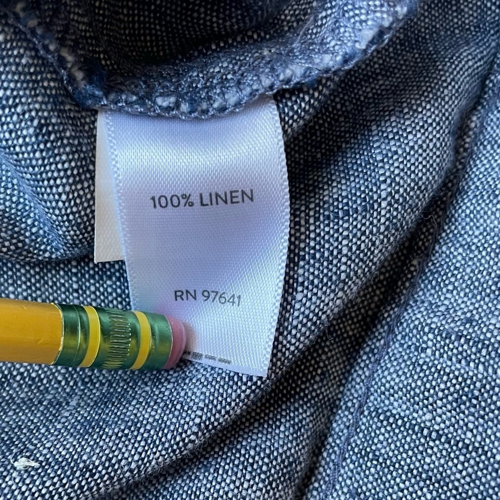 J. Jill Love Linen Casual Blue Tie Waist 100% Linen Utility Chore Jacket - Picture 10 of 15